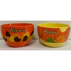 Reese’s Ceramic Bowls Set • Bright Orange & Yellow • Like New